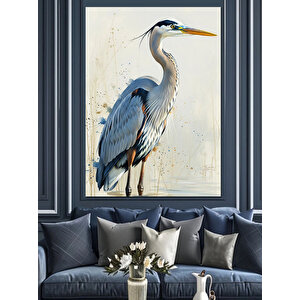 Uzun Bacaklı Balıkçıl Kuş Dekoratif Kanvas - Mdf Ahşap Tablo 70x100 cm
