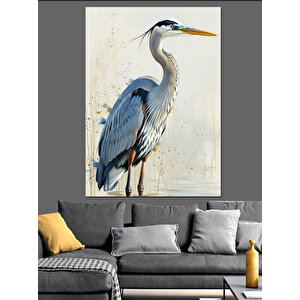 Uzun Bacaklı Balıkçıl Kuş Dekoratif Kanvas - Mdf Ahşap Tablo 70x100 cm