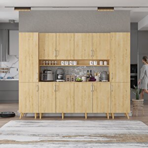 Kahve Köşesi Çok Amaçlı Mutfak Dolabı Meşe M.a.z_4_210cm 210 cm