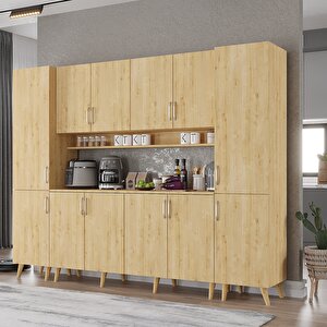 Kahve Köşesi Çok Amaçlı Mutfak Dolabı Meşe M.a.z_4_210cm 210 cm