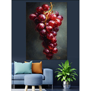 Salkım Kırmızı Üzüm Resmi Dekoratif Kanvas - Mdf Ahşap Tablo 50x70 cm