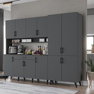 Kahve Köşesi Çok Amaçlı Mutfak Dolabı Antrasit M.a.y_2_210cm 210 cm