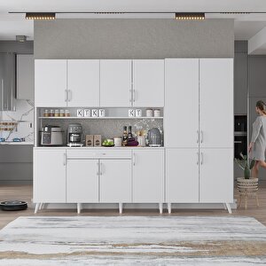 Kahve Köşesi Çok Amaçlı Mutfak Dolabı Beyaz M.a.y_1_240cm 240 cm