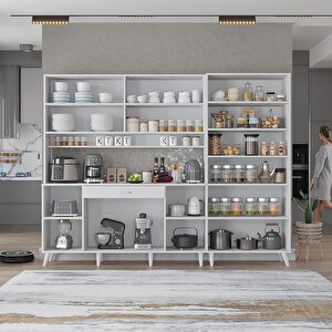 Kahve Köşesi Çok Amaçlı Mutfak Dolabı Beyaz M.a.y_1_210cm 210 cm