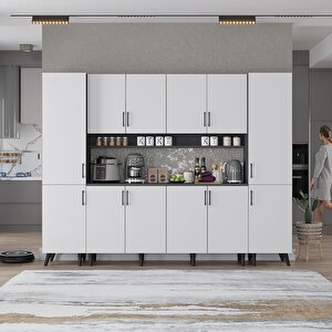 Kahve Köşesi Çok Amaçlı Mutfak Dolabı Antrasitbeyaz M.a.z_6_210cm 210 cm