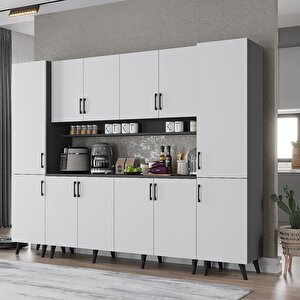 Kahve Köşesi Çok Amaçlı Mutfak Dolabı Antrasitbeyaz M.a.z_6_210cm 210 cm
