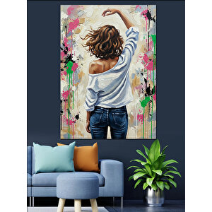 Güneşte Uzun Saçlı Kadın Dekoratif Kanvas - Mdf Ahşap Tablo 35x50 cm