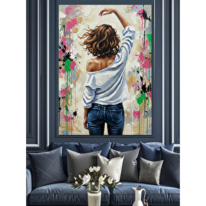 Güneşte Uzun Saçlı Kadın Dekoratif Kanvas - Mdf Ahşap Tablo 35x50 cm