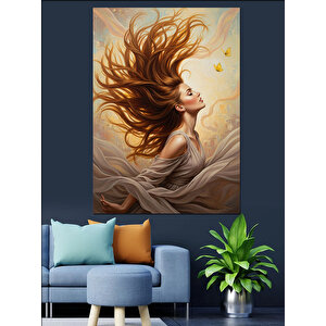 Uzun Saçlı Güzellik Portresi Dekoratif Kanvas - Mdf Ahşap Tablo 50x70 cm