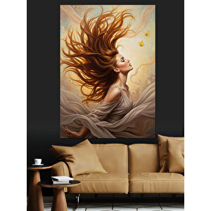Uzun Saçlı Güzellik Portresi Dekoratif Kanvas - Mdf Ahşap Tablo 50x70 cm