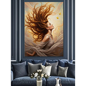 Uzun Saçlı Güzellik Portresi Dekoratif Kanvas - Mdf Ahşap Tablo 50x70 cm