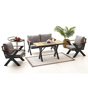 Skyline Alüminyum Bahçe Oturma Grubu (2+1+1+m) Antrasi̇t