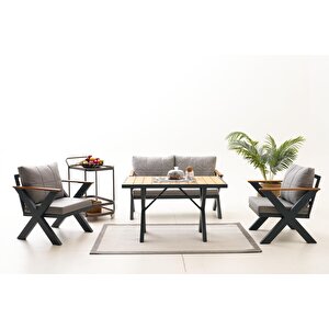 Skyline Alüminyum Bahçe Oturma Grubu (2+1+1+m) Antrasi̇t