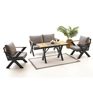Skyline Alüminyum Bahçe Oturma Grubu (2+1+1+m) Antrasi̇t
