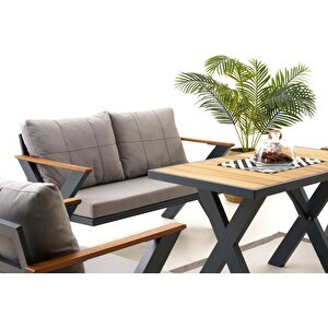 Skyline Alüminyum Bahçe Oturma Grubu (2+1+1+m) Antrasi̇t