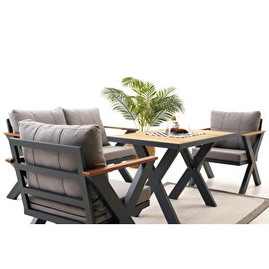 Skyline Alüminyum Bahçe Oturma Grubu (2+1+1+m) Antrasi̇t