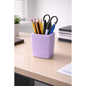 El Yapımı Beton Kalemlik Mor