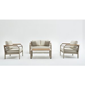 Assento Bahçe Oturma Grubu 2 1 1 ve Sehpa, Kum Rengi