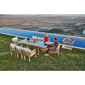 Venedik Açılır Seramik Masa Takımı, Kum Rengi