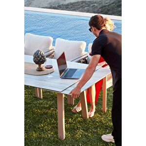 Venedik Açılır Seramik Masa Takımı, Kum Rengi