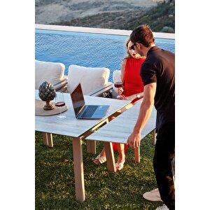 Venedik Açılır Seramik Masa Takımı, Kum Rengi