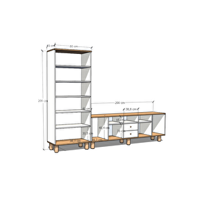 Life Tv Ünitesi Ve Kitaplık Seti %100 Mdf