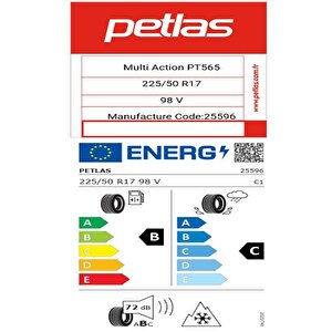 225/50 R17 Tl 98v Reinf. Multi Action Pt565 Oto 4 Mevsim Lastiği (üretim Tarihi:2025)