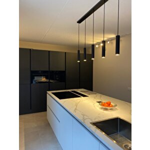 Masa Üstü 5 Li Led Avize Siyah Led Spot Bar Ve Tezgah Üstü Led Avize Panasonıc Günışığı Ampullü