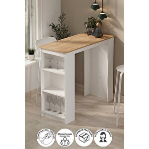 Bar Masası Ada Mutfak Yemek Masası Mutfak Masası Mutfak Adası İbiza Safir Meşe Beyaz