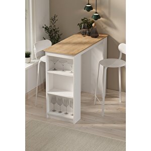 Bar Masası Ada Mutfak Yemek Masası Mutfak Masası Mutfak Adası İbiza Safir Meşe Beyaz