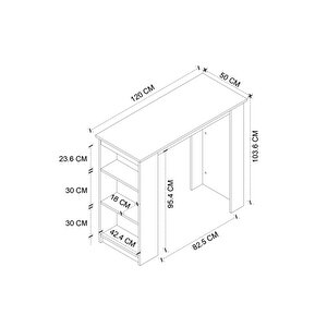 Bar Masası Ada Mutfak Yemek Masası Mutfak Masası Mutfak Adası İbiza Safir Meşe Beyaz