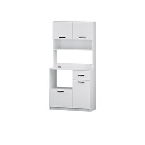 4 Kapaklı Dolap Çekmeceli Çok Amaçlı Dolap Mutfak Dolabı Kahve Köşesi Kiler Aybüke Beyaz