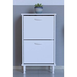 Nil Ayaklı Kapı Önü 52 X 90 X 26 Cm’ Lik 2 Düşer Kapak 4 Göz Bölmeli Ayakkabılık