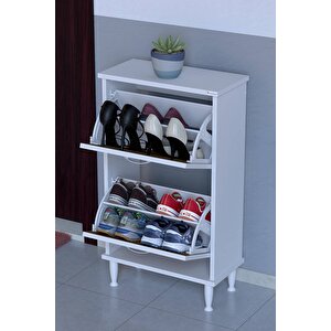 Nil Ayaklı Kapı Önü 52 X 90 X 26 Cm’ Lik 2 Düşer Kapak 4 Göz Bölmeli Ayakkabılık