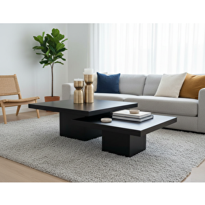 Most Marmoris Siyah %100 Mdf Orta Sehpa Set (evi̇ni̇ze Tesli̇m) Siyah