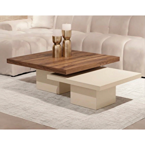 Most Marmoris Mermer Görünümlü Ceviz-Aytaşı %100 Mdf Orta Sehpa Set (evi̇ni̇ze Tesli̇m) Aytaşı