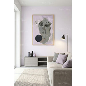 Soyut Pastel Yüz Dekoratif Ahşap Çerçeveli Tablo – Modern Minimal Tema-21x30 21x30 cm