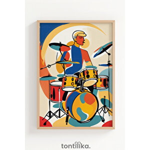 Baterist Renkli Soyut 1. Kalite Ahşap Çerçeveli Tablo – Dekoratif Tekli-50x70 50x70 cm