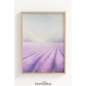 Lavanta Tarlası Pastel Tonlar Dekoratif Ahşap Çerçeveli Tablo – Modern Salon Dekoru 21x30 cm