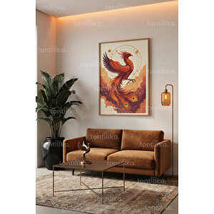 Anka Kuşu Efsanevi Sanat Dekoratif Ahşap Çerçeveli Tablo – Modern Salon Duvar Dekoru 30x42 cm