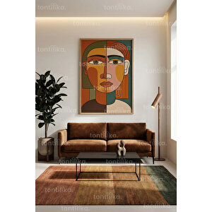 Modern Soyut Portre Dekoratif Ahşap Çerçeveli Tablo – Salon Duvar Dekoru 21x30 cm