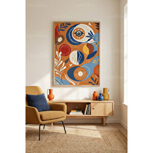 Renkli Soyut Desenli 1. Kalite Ahşap Çerçeveli Tablo – Dekoratif Tekli-50x70cm 50x70 cm