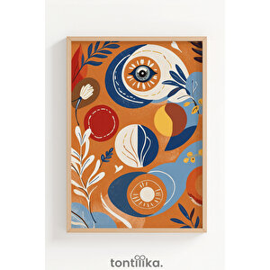 Renkli Soyut Desenli 1. Kalite Ahşap Çerçeveli Tablo – Dekoratif Tekli-50x70cm 50x70 cm