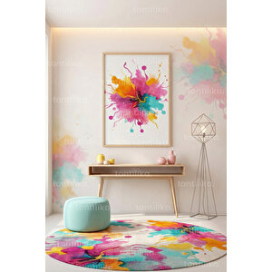 Renk Patlaması Soyut Sanat Dekoratif Ahşap Çerçeveli Tablo – Modern Duvar Dekoru 21x30 cm