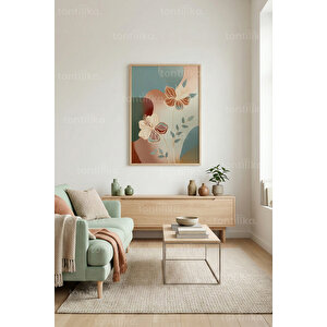 Soyut Çiçek İllüstrasyonu 1. Kalite Ahşap Çerçeveli Dekoratif Tablo – Tekli-21x30 21x30 cm