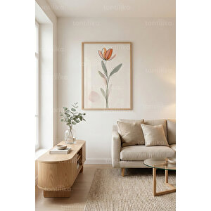 Soft Minimal Çiçek İllüstrasyonu Dekoratif Ahşap Çerçeveli Tablo – Bitki Ve Çiçek Tema-30x42 30x42 cm