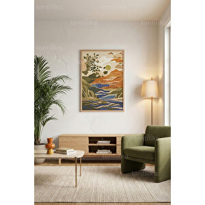 Doğal Manzara Ve Soyut Renk Geçişleri Dekoratif Ahşap Çerçeveli Tablo – Doğa Tema 21x30 cm