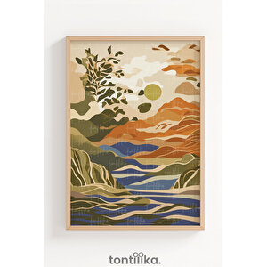 Doğal Manzara Ve Soyut Renk Geçişleri Dekoratif Ahşap Çerçeveli Tablo – Doğa Tema 50x70 cm