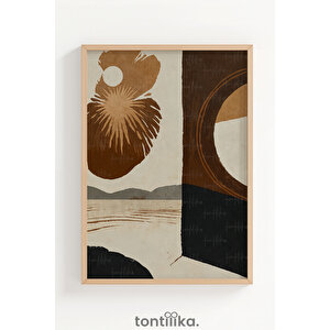 Kahverengi Tonlarda Soyut Desenli 1. Kalite Ahşap Çerçeveli Tablo – Dekoratif Tekli-30x42 30x42 cm