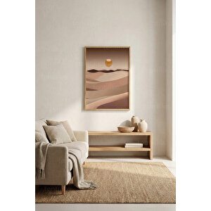 Sıcak Tonlarda Çöl Manzarası Dekoratif Ahşap Çerçeveli Tablo – Doğa Tema 50x70 cm